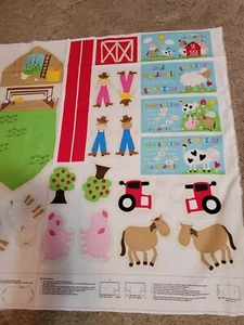 Old Mcdonald Had A Farm Cotton Fabric Book Panel - Picture 1 of 2