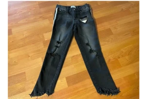 Girl's Jordache black distressed jeans size 10 cut-off - Picture 1 of 5