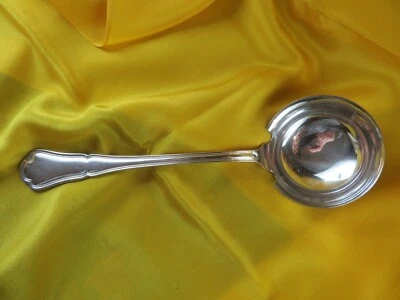 ancienne grande louche a creme en metal argenté poincons st lxv au filet XXe - Photo 1/2
