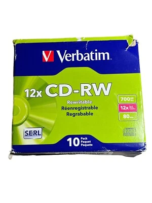 Verbatim 12XCD-RW Rewritable 10 Pack Serl Technology 700 MB 95156 - Image 1 of 3