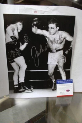 Jake LaMotta Autographed Raggin Bull Signed 11x14 Color Photo Tyson PSA COA - Image 1 of 2