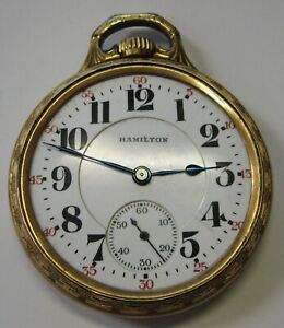 1926 Hamilton Antique Pocket Watch Size 16s 21 Jewels Model 2 Open Face Running