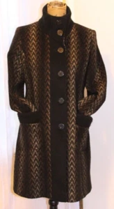 Via Spiga Brown Ombre Wool Blend Black Trim Button Up Coat Women's 6 - Picture 1 of 15
