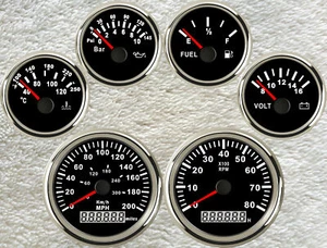 6 Gauge Set GPS Speedometer 200MPH 300KM/H Odo Tacho Fuel Temp Volt Oil Pressure - Picture 1 of 7