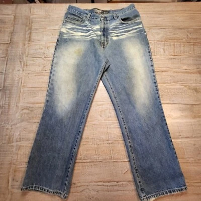 Pantalones de mezclilla Structure para hombre 33x28 pierna recta relajados sueltos azules desgastados Foto 1 de 4