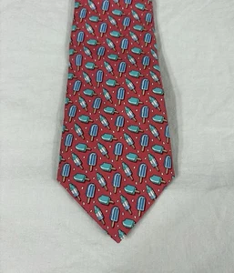 Vineyard Vines Boys Pink Ice Cream Pops Print Silk Tie. - Picture 1 of 10