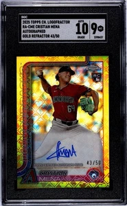 2025 Topps Chrome Cristian Mena Gold Logofractor Auto 43/50 (RC) SGC 9/10 Auto - Picture 1 of 2