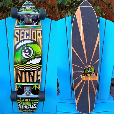 SECTOR 9 “ALT ENERGY VEHICLES” 100% BAMBOO COMPLETE SKATEBOARD 35.5 CUSTOM GRIP  - Image 1 of 4