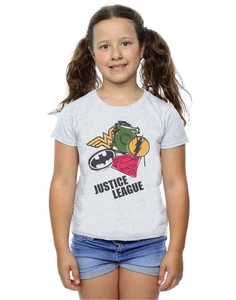 DC Comics Girls Justice League Spray Logos T-Shirt - Picture 1 of 7