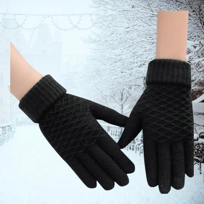 Women Ladies Winter Gloves Touch Screen Thermal Soft Warm Fleece Lined Knitted - Image 1 of 4