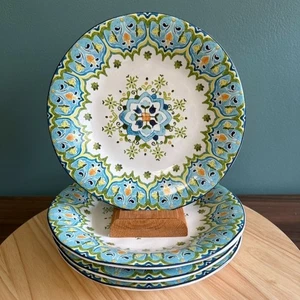 Pier 1 Imports Celeste Salad Plates Dishes 9" Blue Green Turquoise Garden Spring - Picture 1 of 9