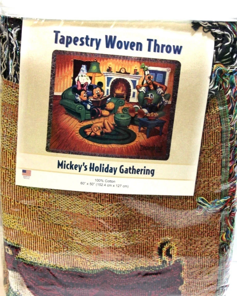 Disney Holiday Woven Throw Blanket Decor Mickey’s Holiday Gathering 60”x50” - Image 1 of 1