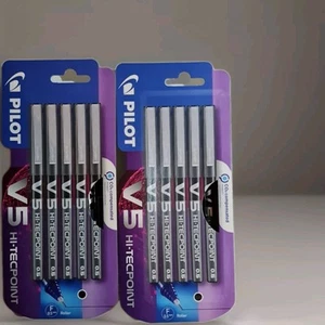 Pilot V5 Hi-Techpoint Roller Ball Pen Black (2 Pack's of 5) - Picture 1 of 1