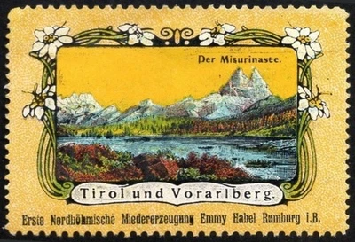 Vintage Germany Poster Stamp Lake Misurina Tyrol And Vorarlberg - Image 1 of 4