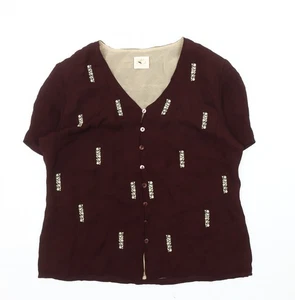 Country Casuals Women's Red Silk Embroidered Blouse - Size 14 - Picture 1 of 12