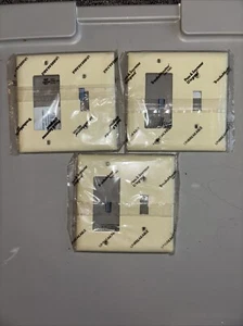 Pass and Seymour Trademaster Unbreakable Plastic Wall Plate Ivory, Set of 3 - Picture 1 of 2