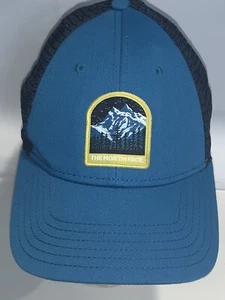 THE NORTH FACE TRUCKER HAT CAP BLUE BLACK ADJUSTABLE SNAPBACK - Picture 1 of 9