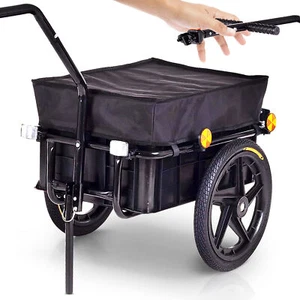 SAMAX Remorque de Vélo Chariot de Transport Bagages Cargo Trailer 60 kg 70 L - Photo 1/12