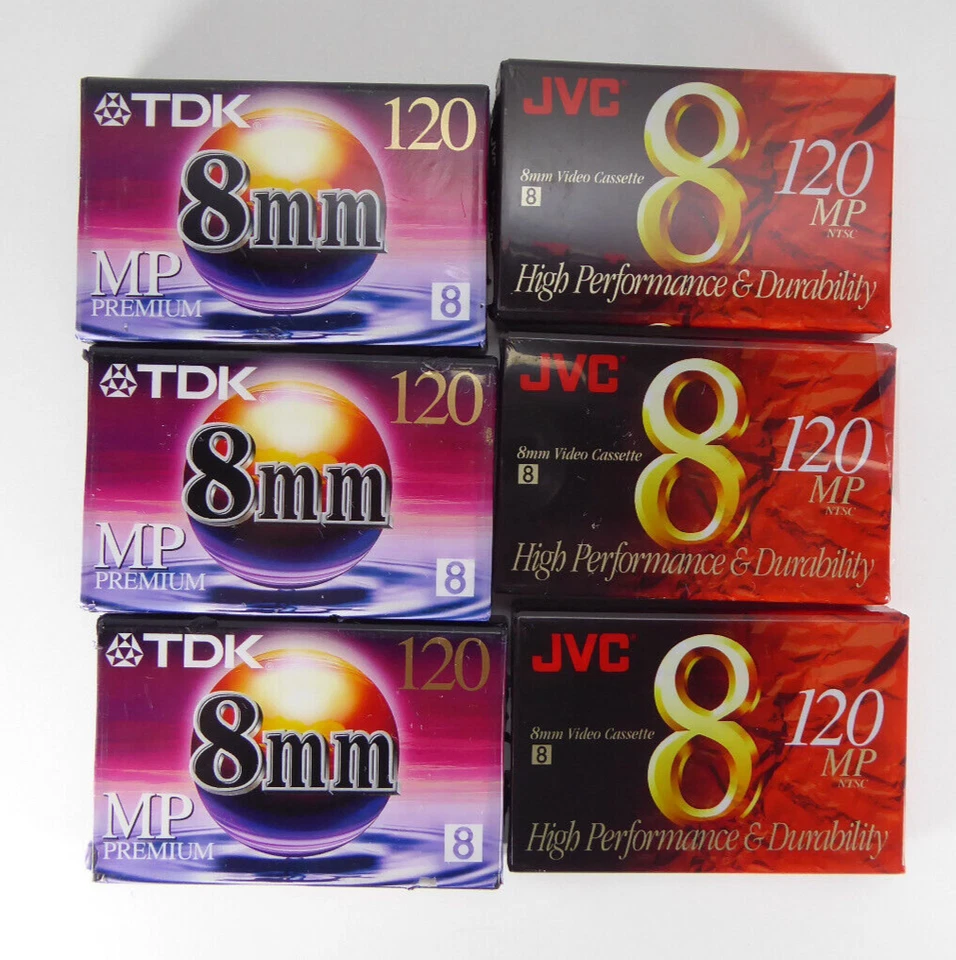 TDK & JVC 8 毫米视频磁带 120 分钟原厂封装 6 件装 — 第 1/4 张图片