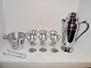 Juego de cócteles cromado plateado agitador cubo de hielo 6 vasos MCM - Imagen 1 de 8