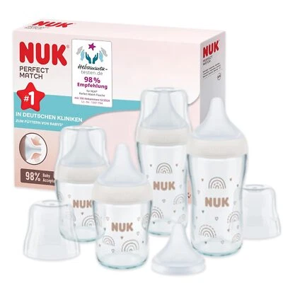 NUK Perfect Match 4er Glasflaschen-Set – Ab 6 Monaten, BPA-frei - Bild 1 von 4