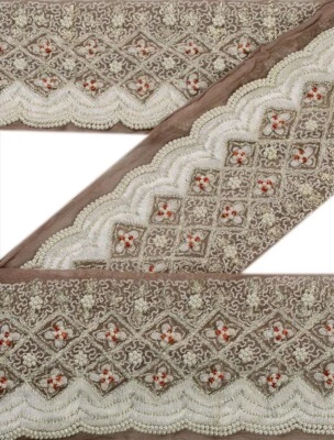 Sanskriti Vintage Sari Borda Artesanal Frisado à Mão Acabamentos Renda 1 Jarda Decoração Zari Marrom - Imagem 1 de 4