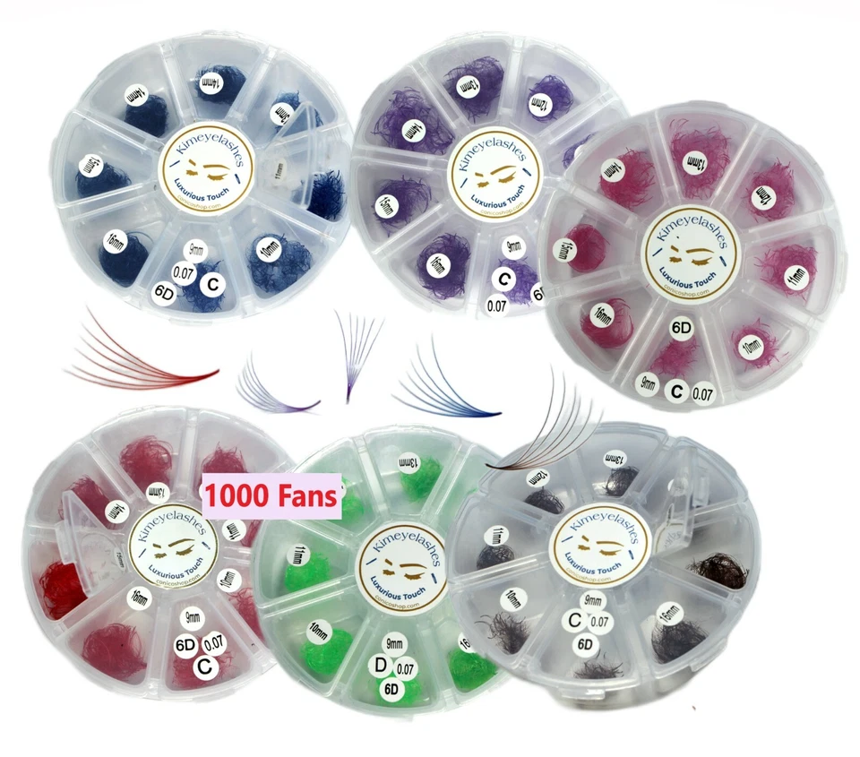Color Lashes 1000 Premade Volume loose Fans 6D Eyelash Extensions Promade mixed - Image 1 of 3