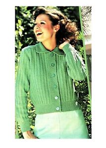 Ladies short cardigan knitting pattern in DK Women's Jacket collar vintage retro
