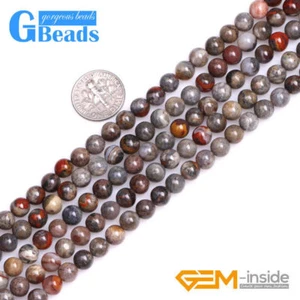 Round Natural Gray Morocco Red Lace Agate Jewelry Making Beads Strand 15"6mm - Picture 1 of 7