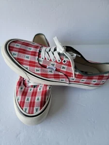 Vans Auténticos 44 D Anaheim Colección Fábrica OG Zapatos 10.5 Rojo Cuadros Navidad - Imagen 1 de 8