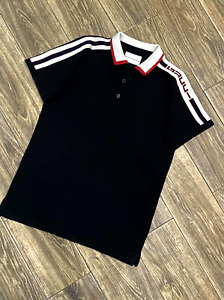 GUCCI Short Sleeve Mens Polo T-shirt Black Cotton Italy Size S 800 USD!