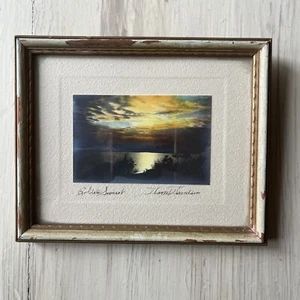“GOLDEN SUNSET” Hand Painted Lithograph by David Davidson Signed Original Frame - Picture 1 of 2