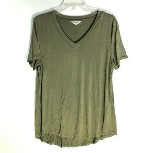 Amaryllis Top Womens Medium Olive Oversize Hi-Low Short Sleeves Flowy Tee - Picture 1 of 8