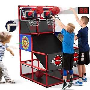 2 in 1 Dual Shot Basketball Arcade Game with 2 Dart Boards/Electronic Scorebo... - Picture 1 of 9