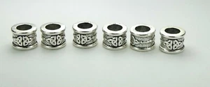 Set of 6 Big Hole Triquetra Beads for Braid Dreadlock Beard Hair Jewelry 6mm ID - Picture 1 of 6