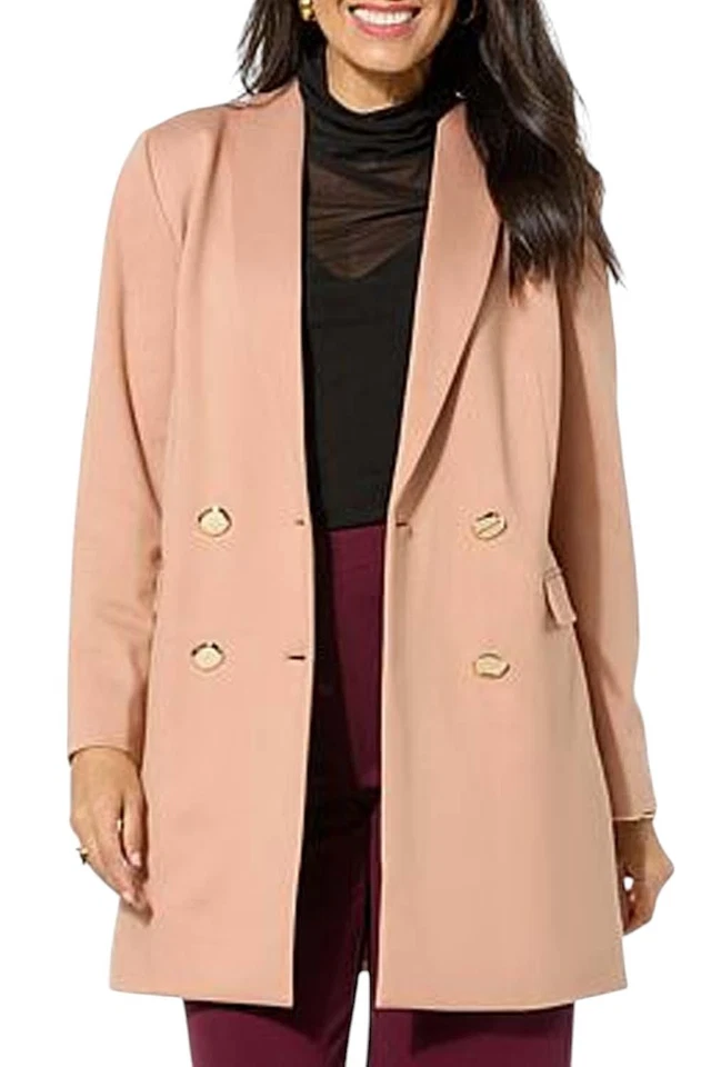 Blazer Colleen Lopez Mujer Doble Pecho Ponte Tejido Camel Foto 1 de 1