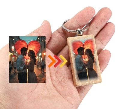 PERSONALISED Photo Keyring ANY PICTURE Custom Keychain DOUBLE SINGLE SIDE PRINT - Image 1 of 2