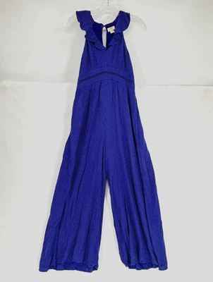 Mono Maeve Anthropologie Púrpura Lunares Volantes Pierna Ancha Recortado Siros Talla 0 Foto 1 de 4