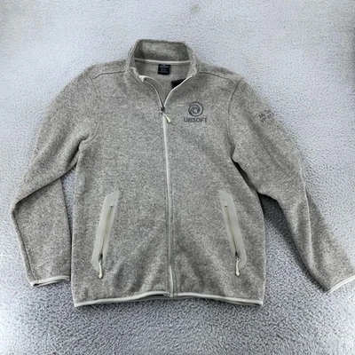 育碧羊毛夹克男式大号灰色 Charles River 9493 全拉链希瑟德标志 — 第 1/4 张图片