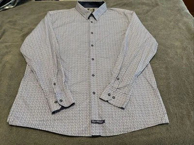 英式洗衣衬衫男式 XXL 纽扣领长袖蓝色 — 第 1/4 张图片