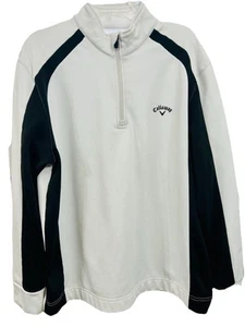Callaway Golf 1/4 Zip Pullover/White & black/fleece interior/long sleeve/mens XL - Picture 1 of 9