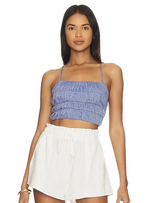 Top corto Tularosa Britton azul corbata espalda abierta talla pequeña nuevo con etiquetas Foto 1 de 4