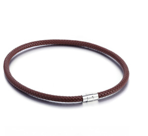 Braided Rope Man-made Leather Stainless Steel Magnetic Clasp Bracelet 7/8/9"