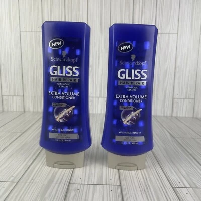 (2) Schwarzkopf GLISS Acondicionador Extra Volumen Queratina Líquida 13.6oz Foto 1 de 3