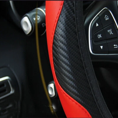 38cm/ 15'' Universal Red Car Microfiber Leather Steering Wheel Cover Accessories - Image 1 of 4
