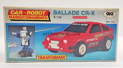 TRANSFORMERS HONDA BALLADE CR-X VINTAGE 1985 GIG ROBOT CAR RC JAPAN NEW IN BOX - Immagine 1 di 4