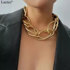 Mehrschichtige Halskette - goldfarbene Kette Choker Hip Hop große dicke klobige Kette - Bild 1 von 33