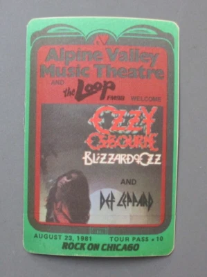 Ozzy Osbourne tela satinada radio promoción pegatina el bucle 23/08/81 y Def Leppard! Foto 1 de 2