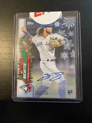 2020 Topps Holiday RC Auto Bo Bichette SSP 07/25 Blue Jays #BB RARE - Image 1 of 2