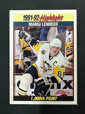 1993-93 Score Hockey Mario Lemieux Pittsburgh Penguins 91-92 Highlight #448 - Image 1 of 2
